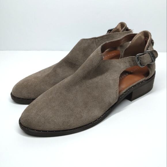 Lucky Brand Giovanna Cut Out Leather Gray Booties size 9.5 - Picture 1 of 8
